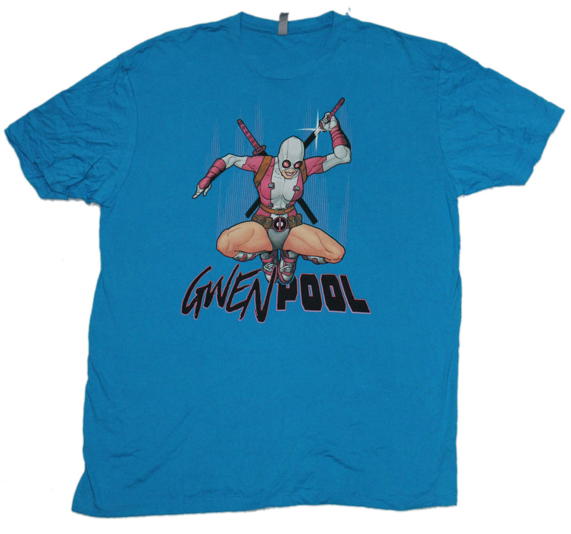 Gwenpool Mens T-Shirt - Squatting Position Grabbing Sword