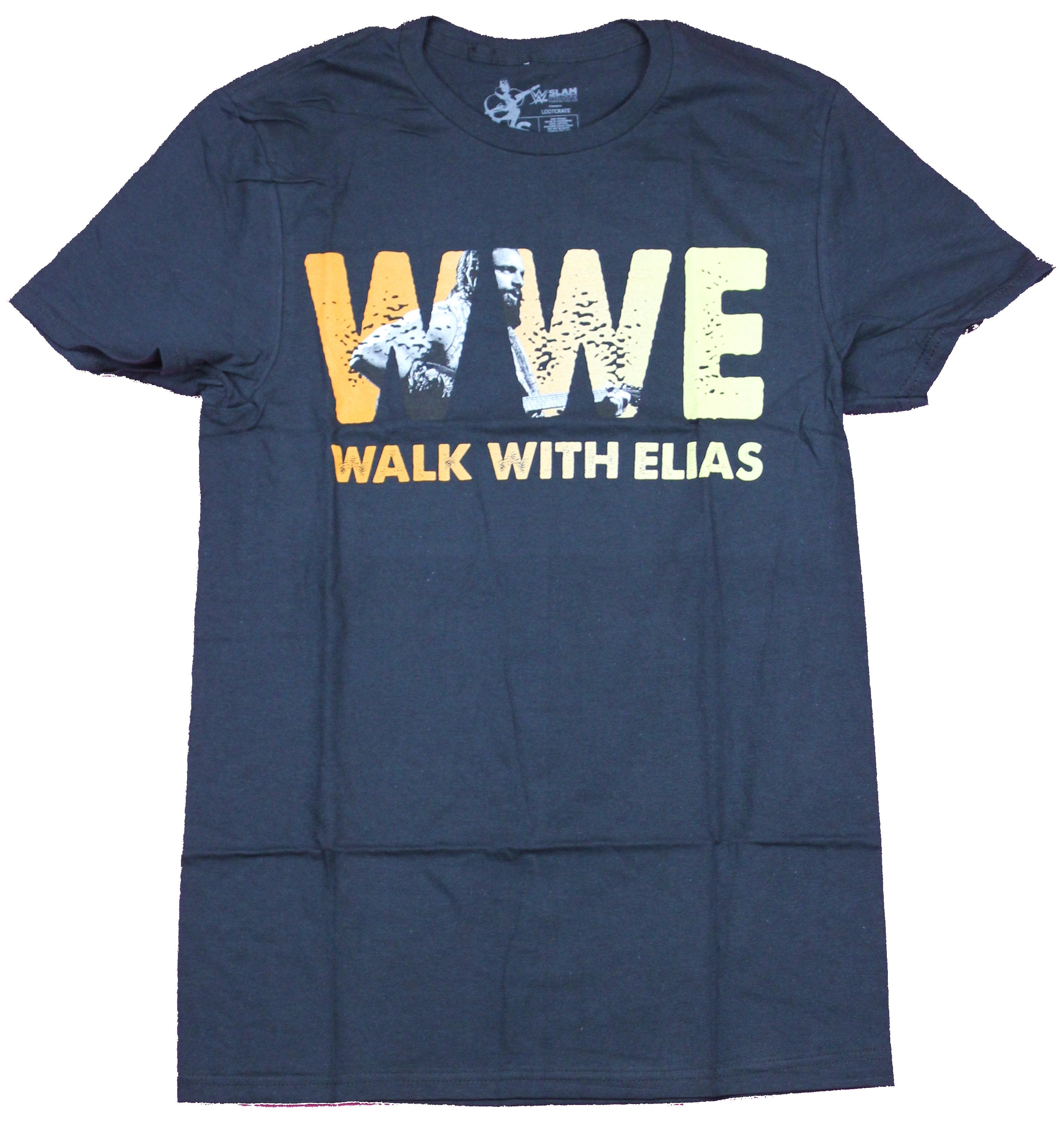 WWE Mens T-Shirt- Walk With Elias Word  Logo Shirt
