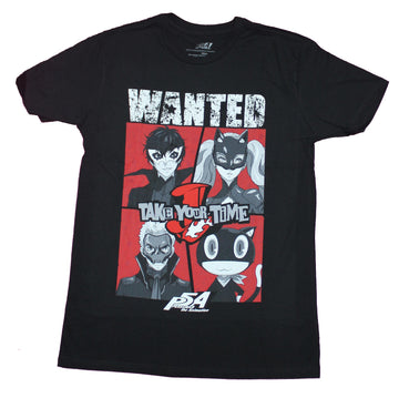 Persona 5A Mens T-Shirt - Wanted Take Your Time 4 Character Box