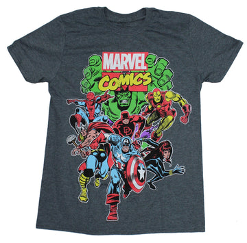 Marvel Comics Mens  T-Shirt -  Giant Avenger Group Under Classic Logo