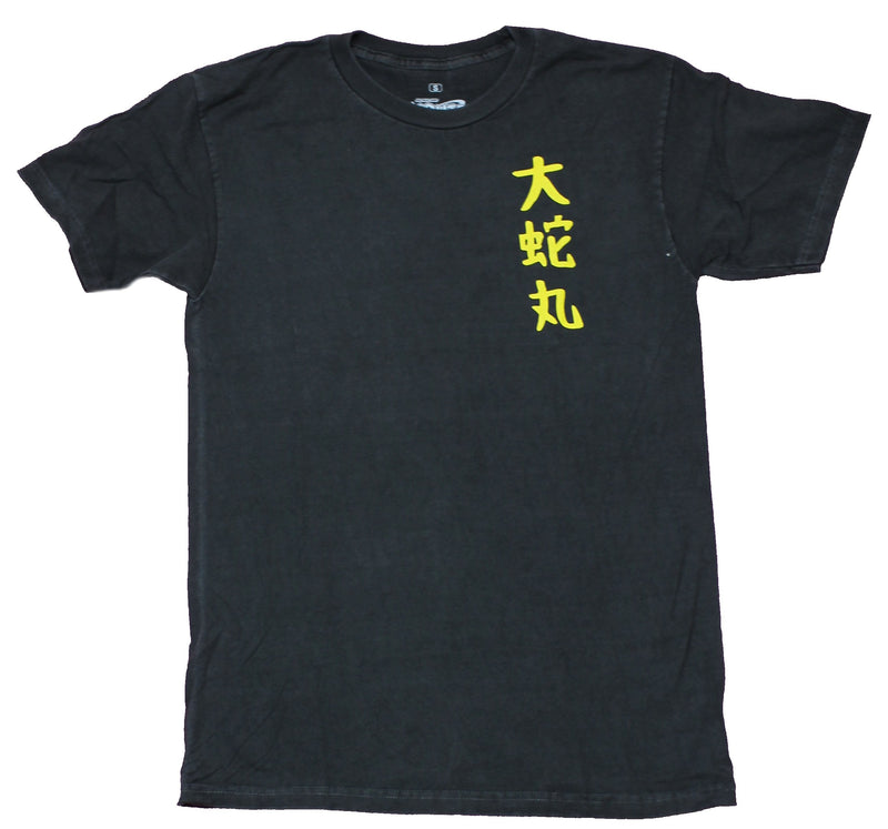 Naruto Shippuden Mens T-Shirt - Kanji Lapel Orochimaru Smiling Long Tongue Back