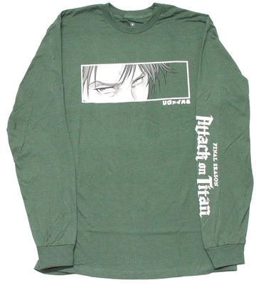 Attack on Titan Mens Long Sleeve T-Shirt - Final Season Levi Logo on Sleeve