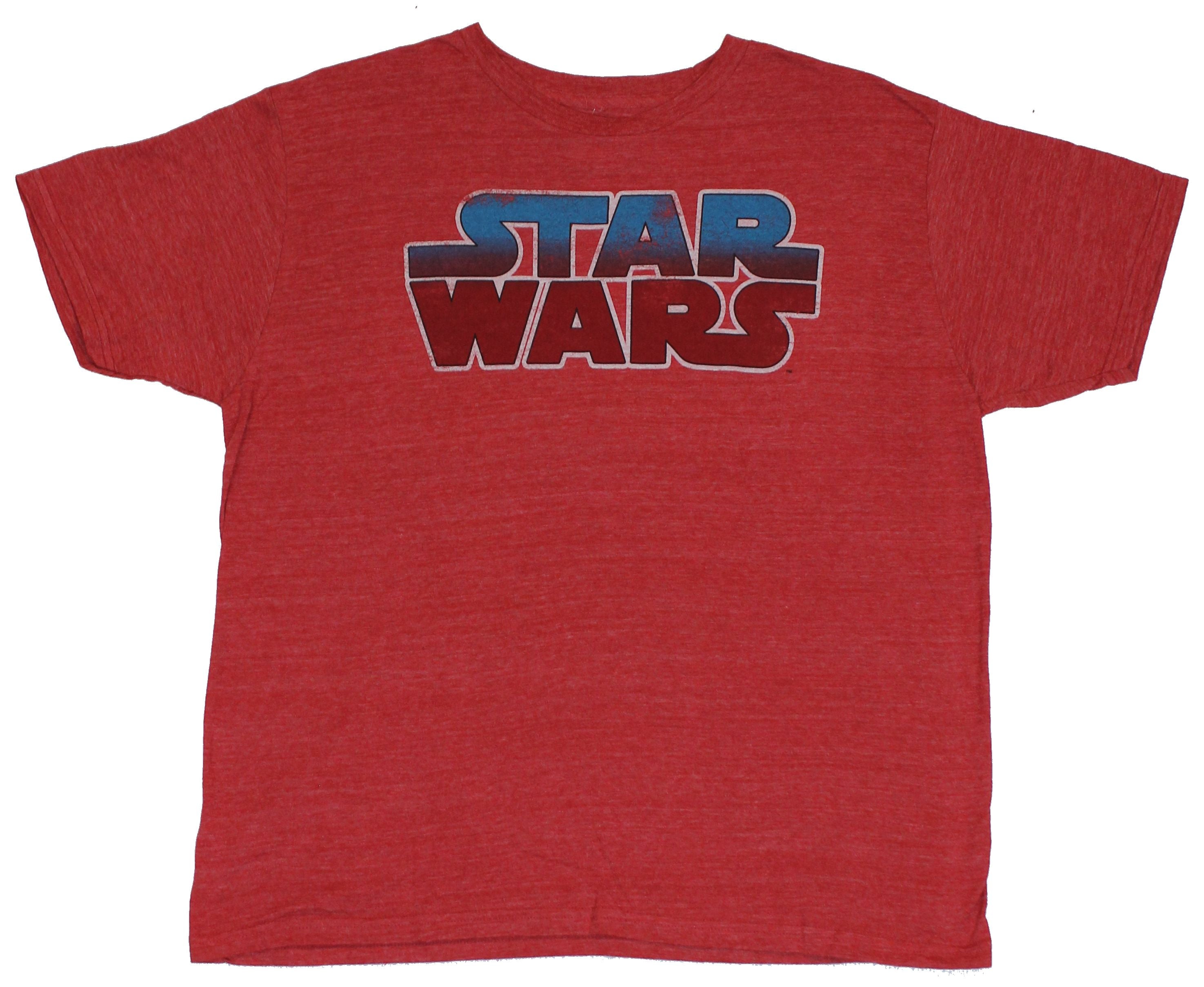 Star Wars Mens T-Shirt - Classic Distressed Red and Blue Title Fade Image