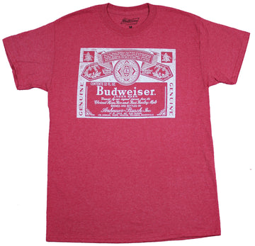Budweiser Mens T-Shirt  - Classic Simple White Print Bottle Label