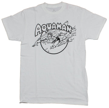 Aquaman DC Comics Mens T-Shirt - Classic Old School Swimming Aquaman Image