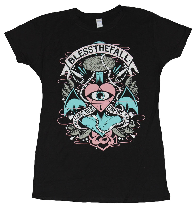 Blessthefall Bless the Fall Girls Juniors  T-Shirt - Heart Eye Watching Empire