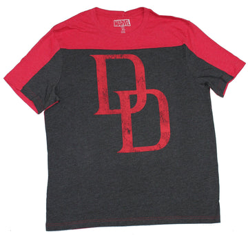 Daredevil (Mavel Comics) Yoke Mens T-Shirt - Distressed Classic DD Logo Image