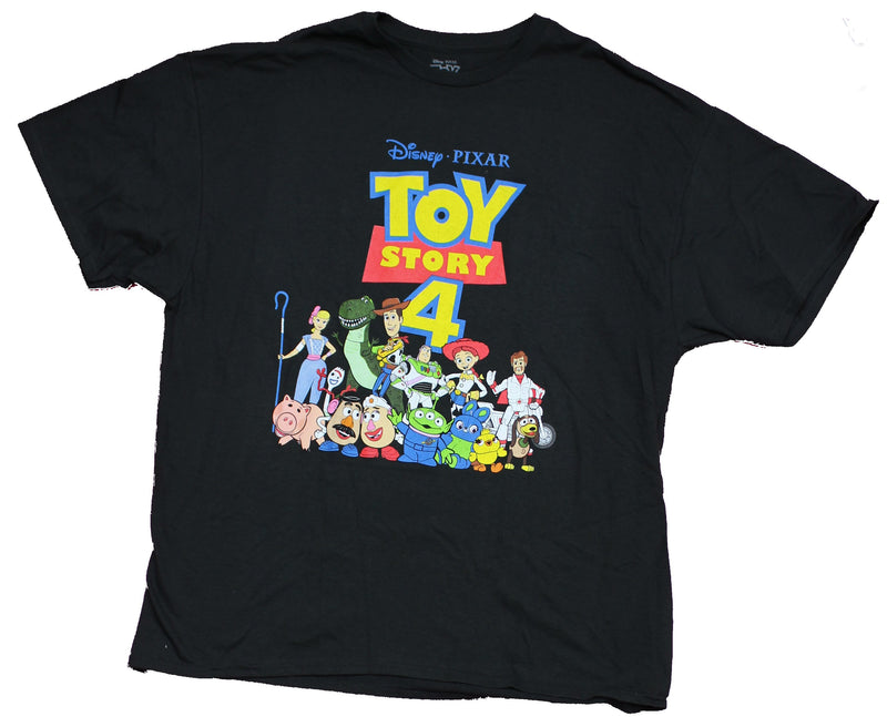 Toy Story 4 Mens T-Shirt - Large Character Group Under Logo