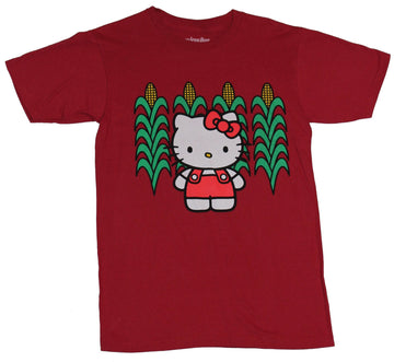 Hello Kitty Mens T-Shirt - Kitty Standing in A Cornfield Image