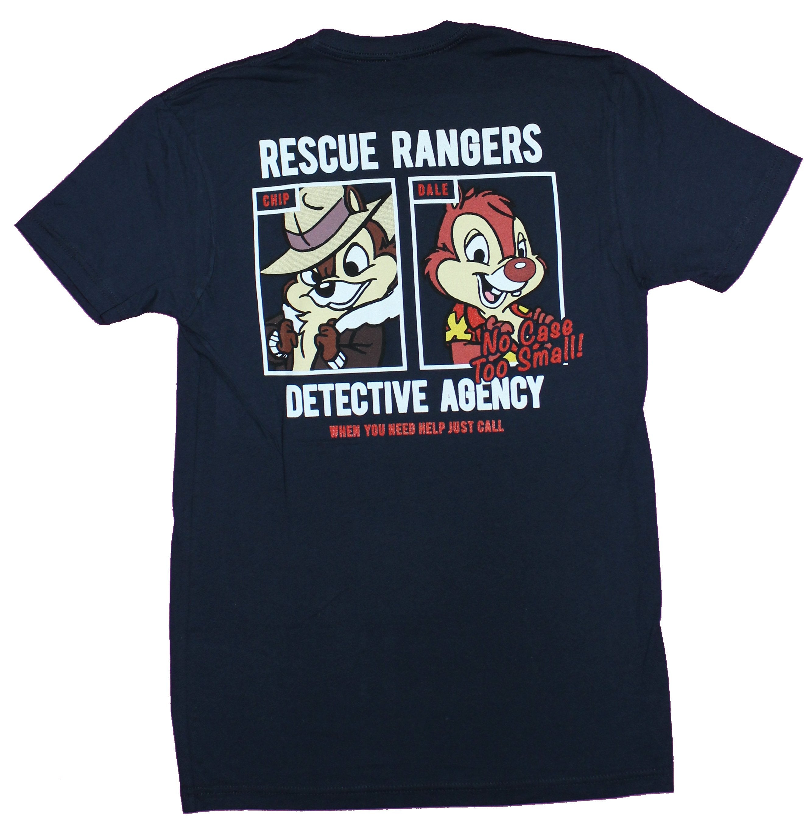Rescue Rangers Mens T-Shirt - RR Logo Lapel Chip & Dale Back Image