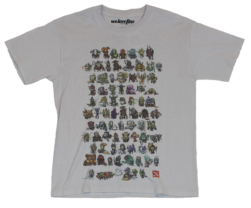 Dota 2 Mens T-Shirt - Chibi Style Hero Line Up All Over Image