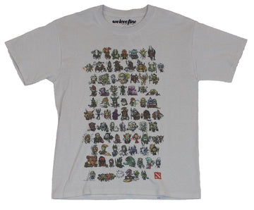 Dota 2 Mens T-Shirt - Chibi Style Hero Line Up All Over Image