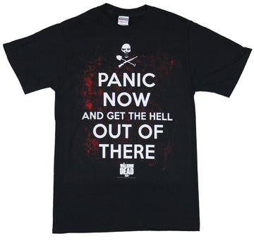Walking Dead Mens T-Shirt - Panic Now and Get the Hell Out of there Image