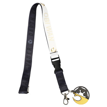 Obiwan Black and Ivory Lanyard with Clear Sleeve