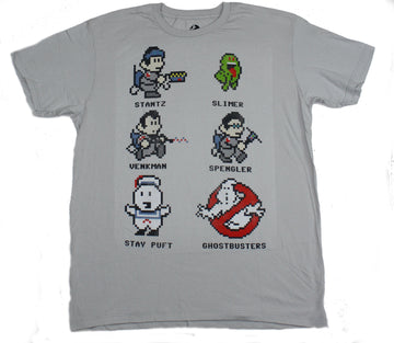Ghostbusters Mens T-Shirt - 8-Bit Stylized Characters Image