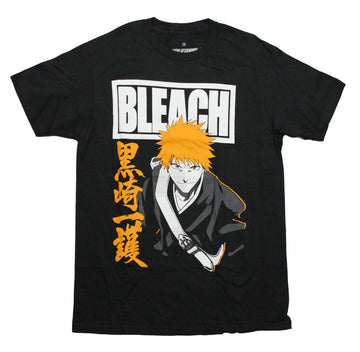 Bleach Mens T-Shirt -  Under Logo Ichigo Orange Hair and Kanji