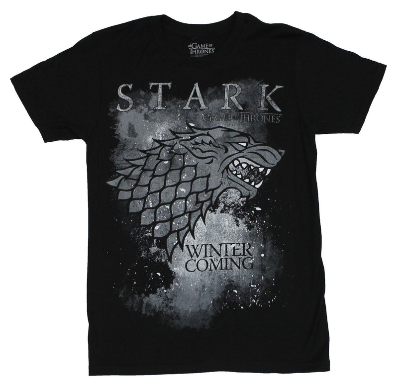 Game of Thrones Mens T-Shirt  - "Winter is Coming" Splattered Wolf Head Image