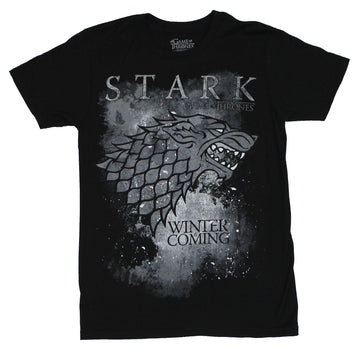Game of Thrones Mens T-Shirt  - "Winter is Coming" Splattered Wolf Head Image