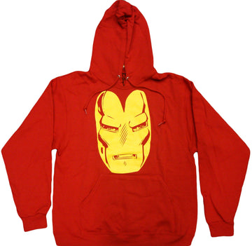 Iron Man (Marvel Comics) Mens Pullover Hoodie Sweatshirt - Giant Retro Iron Man Face Image