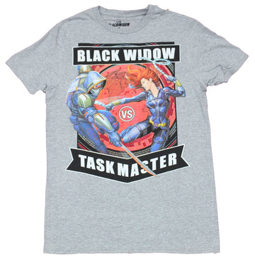 Black Widow Mens T-Shirt - Vs. The Taskmaster Fight Poster Style Image