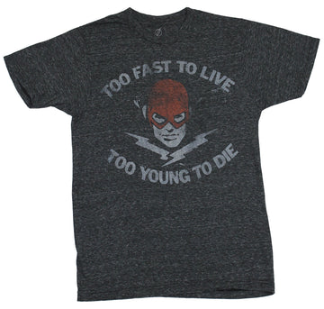 Flash (DC Comics) Mens T-Shirt - Too Fast To Live Cross Lightning