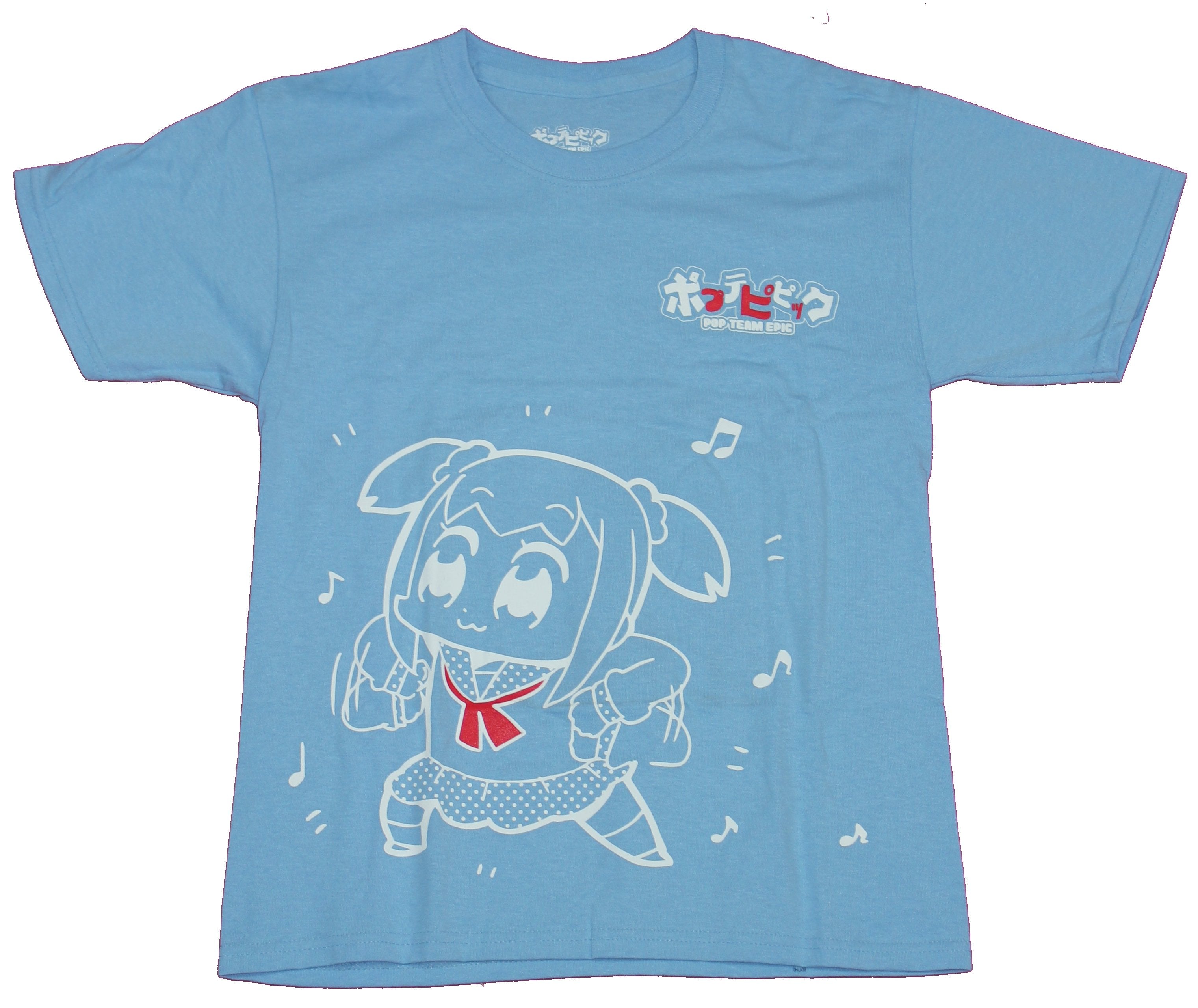 Pop Team Epic Mens  T-Shirt- Outlined Giant Character Front & Back