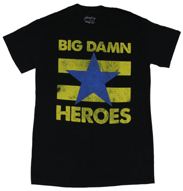 Serenity Firefly Mens T-Shirt - Big Damn Heroes Yellow Blue Satr Image