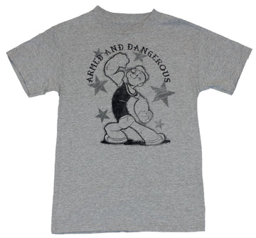 Popeye  Mens T-Shirt - "Armed and Dangerous" Muscle Showing Sketch Image