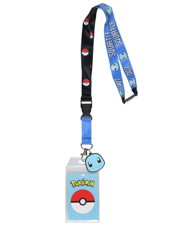 Pokemon Squirtle 007 ID Badge Holder Rubber Charm 2-Sided Breakaway Lanyard