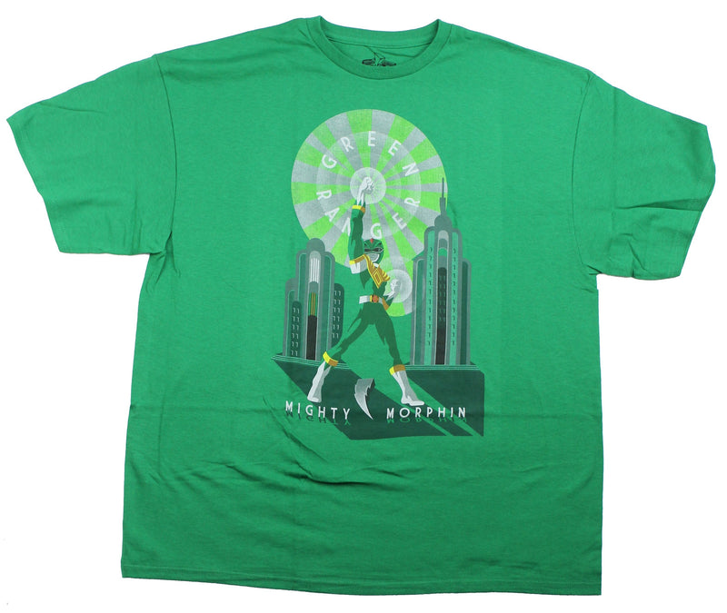 Mighty Morphin Power Rangers Mens T-Shirt - Green Ranger Art Deco Style Pose
