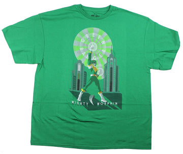 Mighty Morphin Power Rangers Mens T-Shirt - Green Ranger Art Deco Style Pose