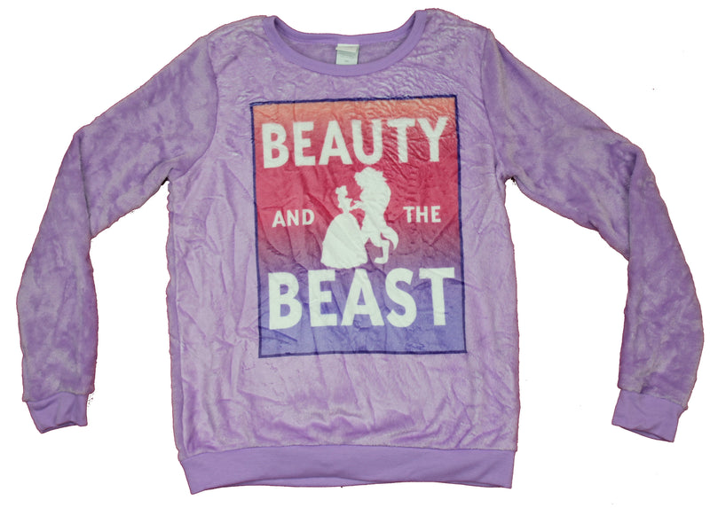 Beauty & The Beast Girls Juniors Sweatshirt - Super Plush Sublimated Box Image - Inmyparentsbasement.com