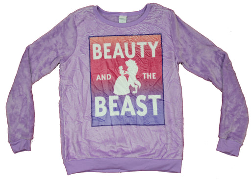 Beauty & The Beast Girls Juniors Sweatshirt - Super Plush Sublimated Box Image - Inmyparentsbasement.com