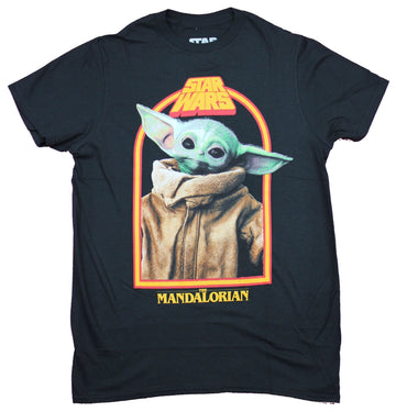 Star Wars The Mandalorian Mens T-Shirt  - Grogu The Child Retro Style Framed Photo