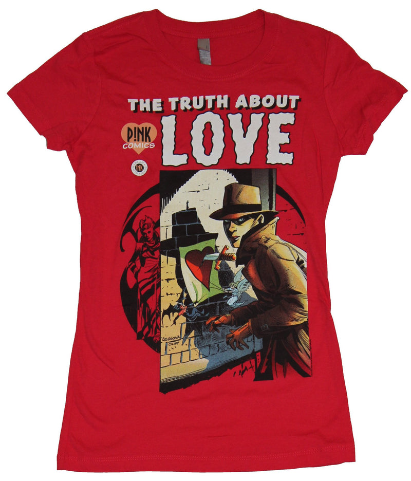 Pink Girls Juniors  T-Shirt - The Truth about Love Comic Cover Image