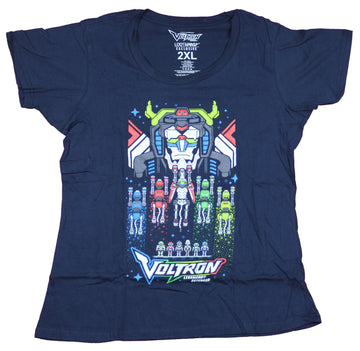 Voltron Girls Juniors T-Shirt- 8-Bit Style Lions & Team Image