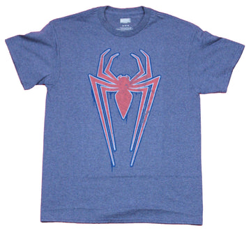 Spider-Man Mens T-Shirt  - Long Red Logo Slightly Distressed