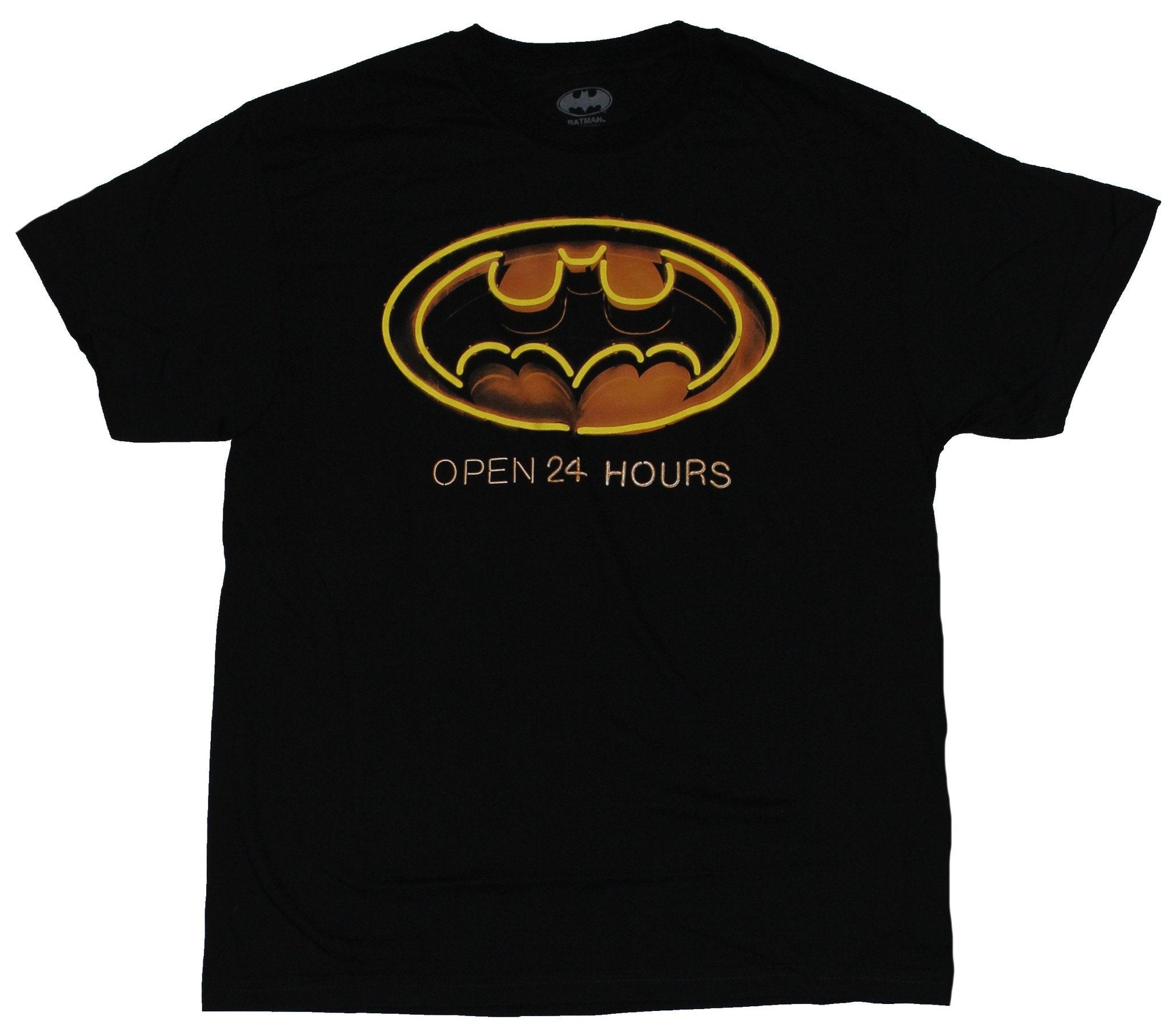 Batman (DC Comics) Mens T-Shirt - Neon Style Open 24 Hours Image