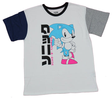 Sonic The Hedgehog Mens T-Shirt - Multicolor Ringer Standing Kanji Image
