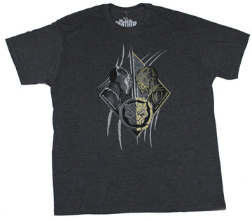 Black Panther (Marvel Comics) Mens T-Shirt - Killmonger Panther Faceoff Image