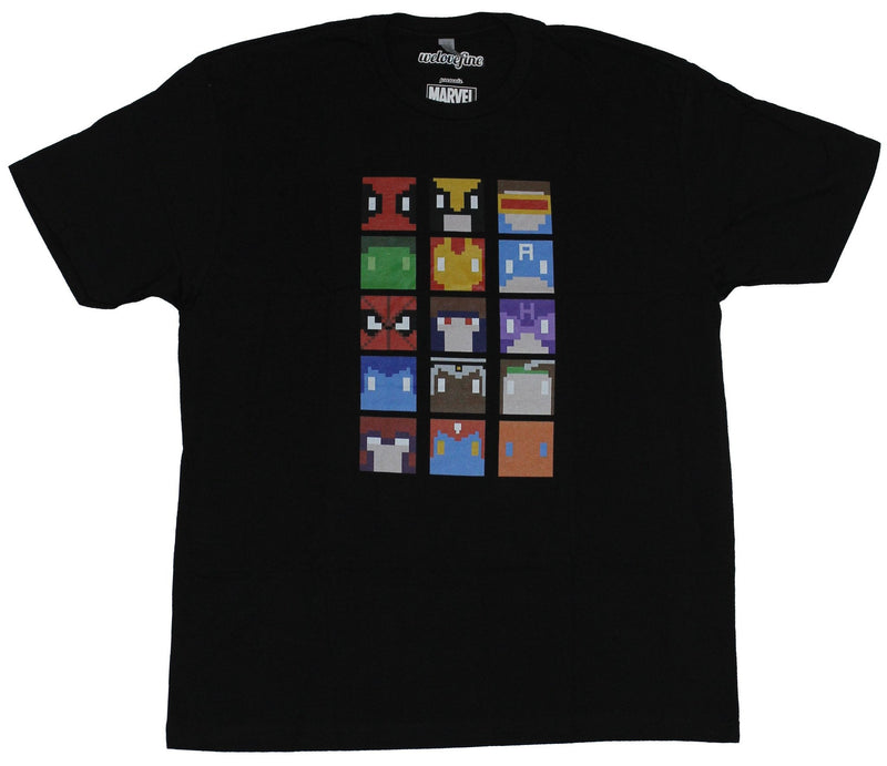 Marvel Comics Mens T-Shirt - 15 Simple Pixel Style Face Box Images - Inmyparentsbasement.com