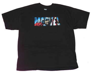 Marvel Mens T-Shirt- Captain America Image Inside Logo Image