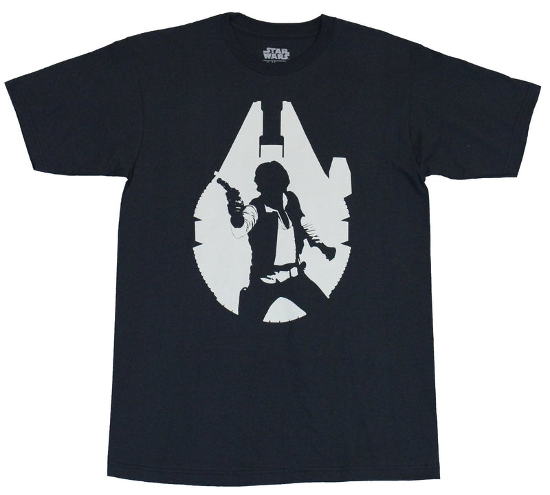 Star Wars Mens T-Shirt - Han Solo Silhouette In Millennium Falcon Image - Inmyparentsbasement.com