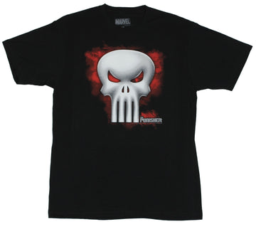 The Punisher (Marvel Comics) Mens T-Shirt - Logo Over Red Smoke Image
