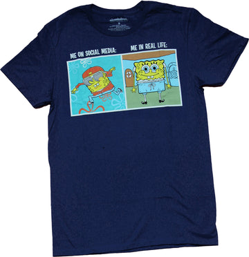 Spongebob Squarepants Mens T-Shirt - Me on Social Media in Real Life