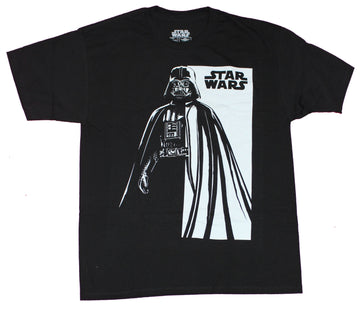 Star Wars  Mens T-Shirt - Darth Vader Black And White Poster Image
