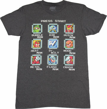 Mega Man Mens T-Shirt - Mega Man II Boss select Screen
