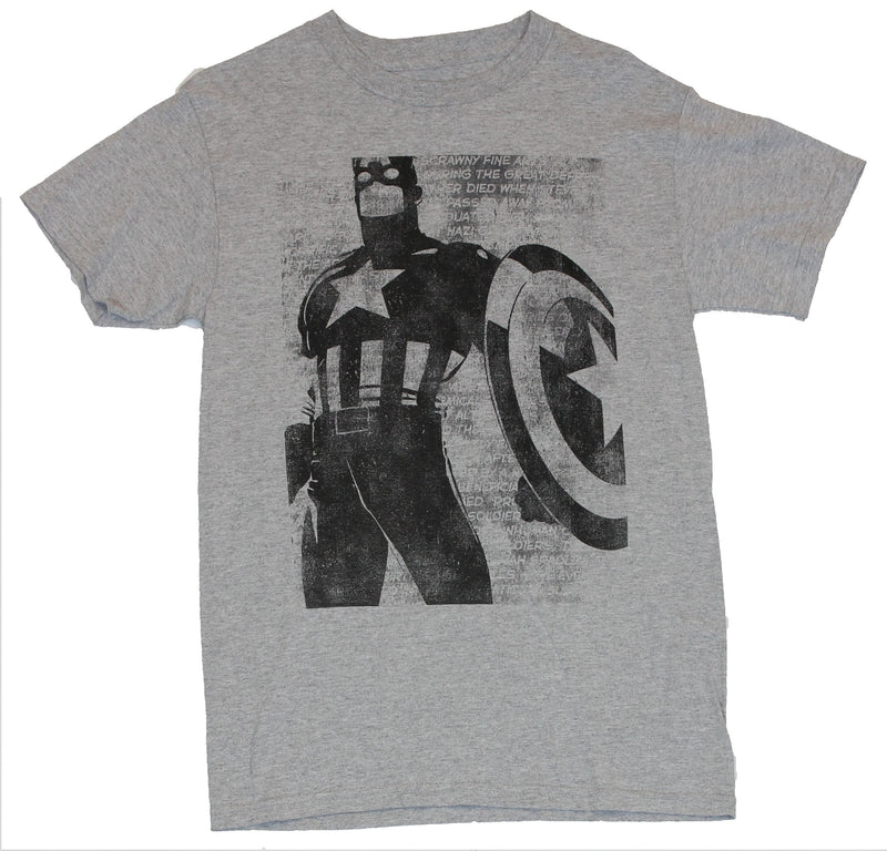 Captain America (Marvel Comics)  Mens T-Shirt - Stylized Black Cap Over Words