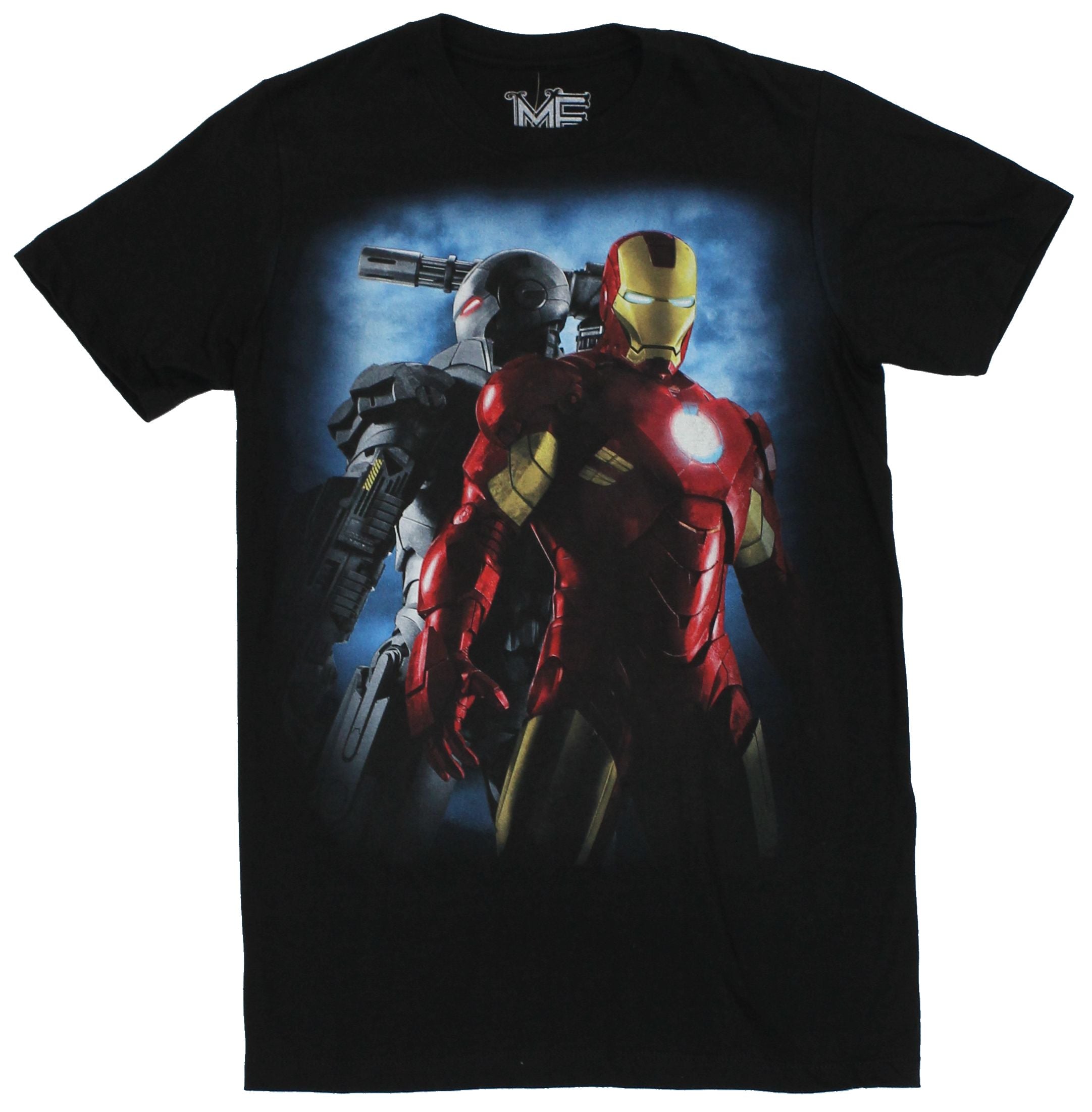 Iron Man and War Machine Mens T-Shirt  - Back to Back Movie Image on Black