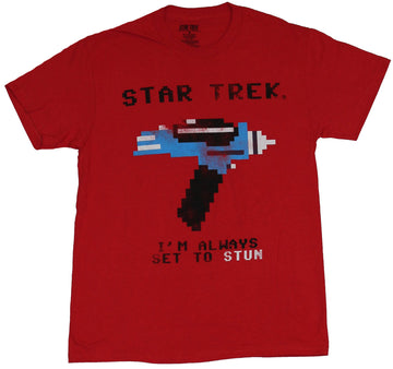Star Trek Mens T-Shirt - I'm Always Set to Stun 8-Bit Phaser Image
